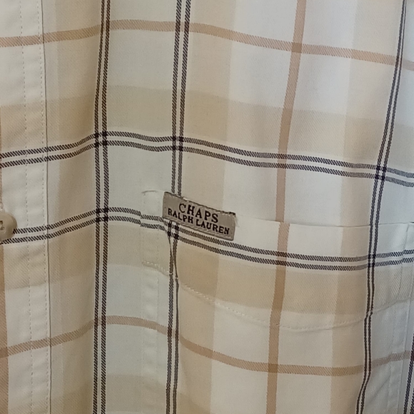 Cream White and Black plaid Ralph Lauren Chaps Dress Shirt XL - Picture 5 of 5
